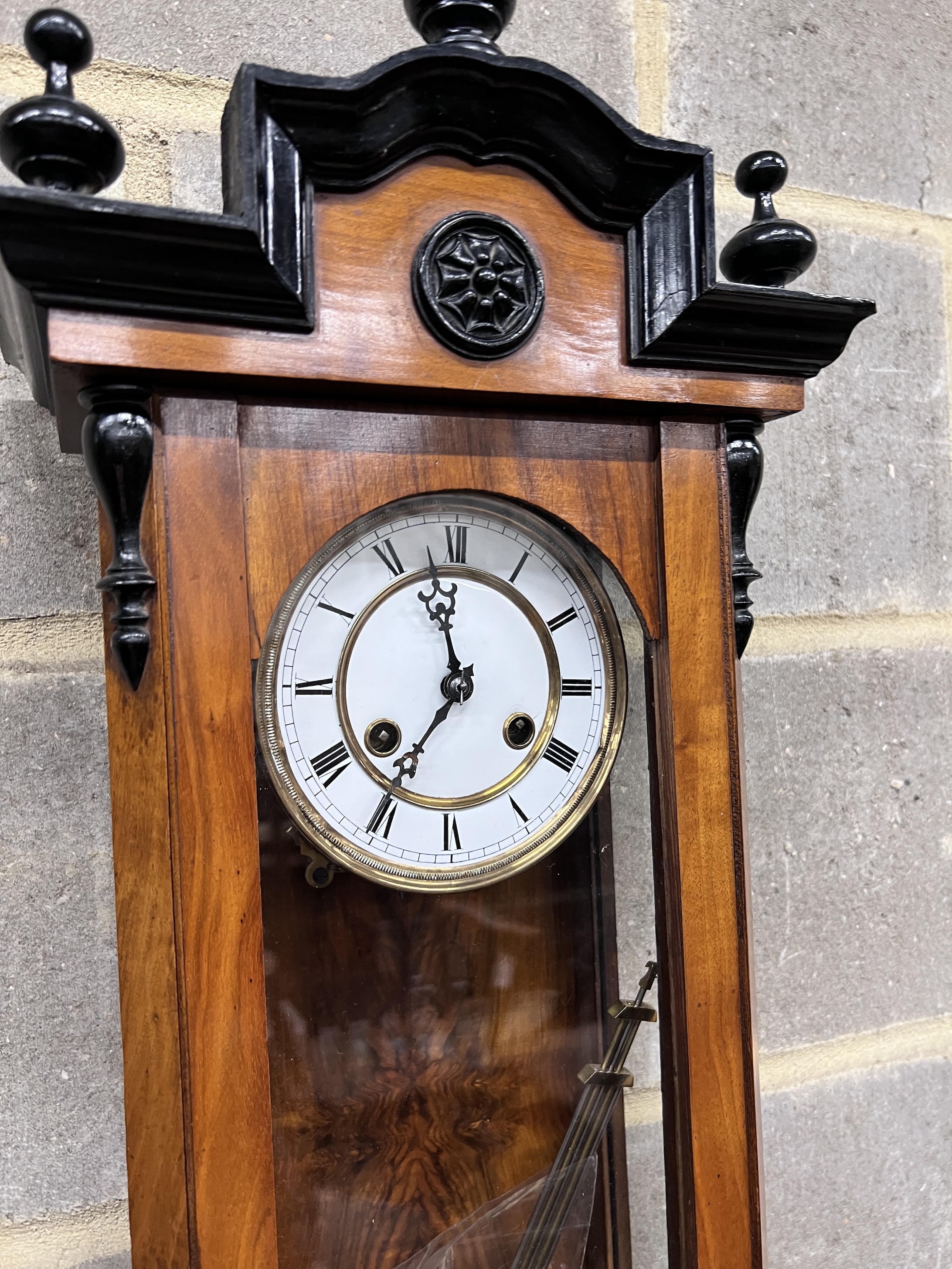 A late 19th century Vienna wall clock, height 80cm